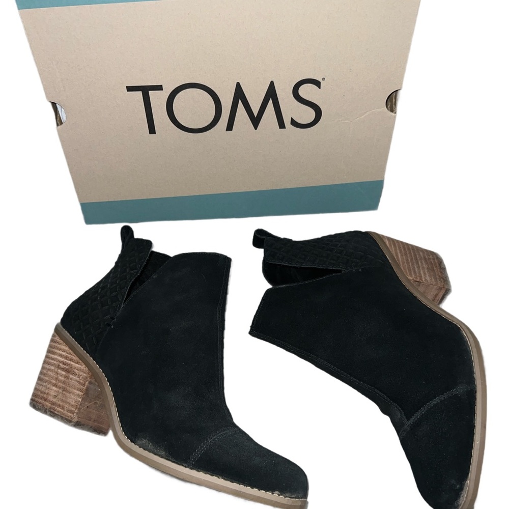 TOMS Black Suede Ankle Booties